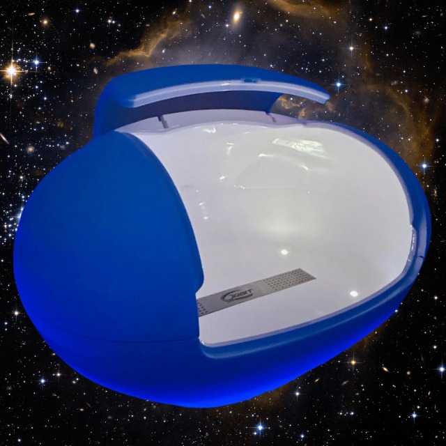 Orbit floatation pod on a cosmic background